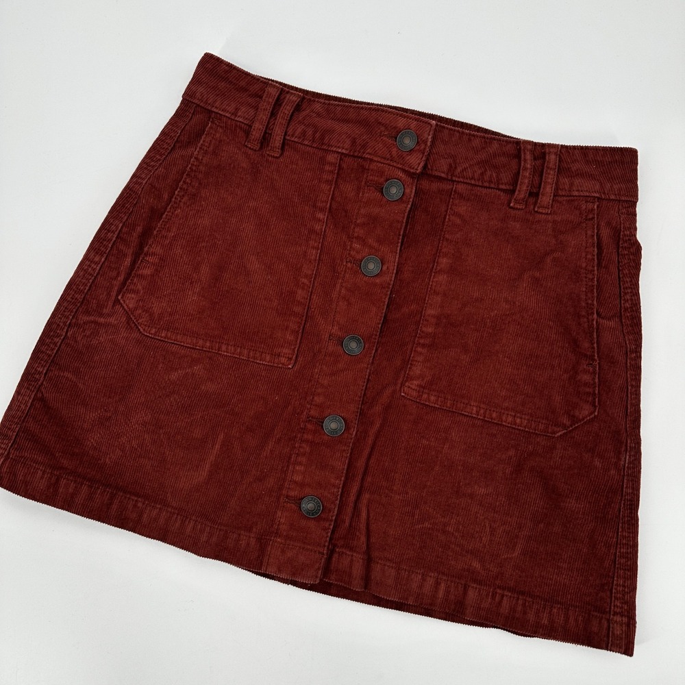 American Eagle Outfitters Corduroy Button Front A-Line Mini Skirt Rust Size 4
